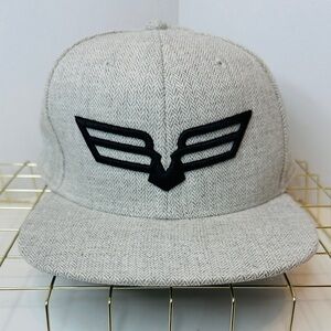 BAD BOY OFF ROAD Pale Grey Herringbone Hat Cap With Bird Logo Adjustable OSFA